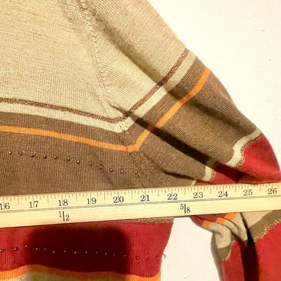 Alfred Dunner Women's Striped Sweater - Red and Tan - Picture 7 of 8